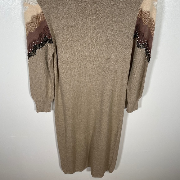 VTG CAROLE M. STUDIO Cocktail Dress Beige Size S Rayon Angora Rabbit Hair - Picture 10 of 15